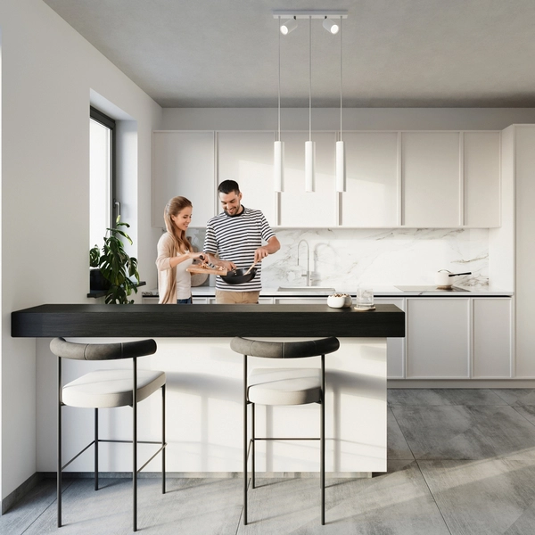 Wisząca lampa nad stół Ring SL.1098 Sollux z reflektorkami biała