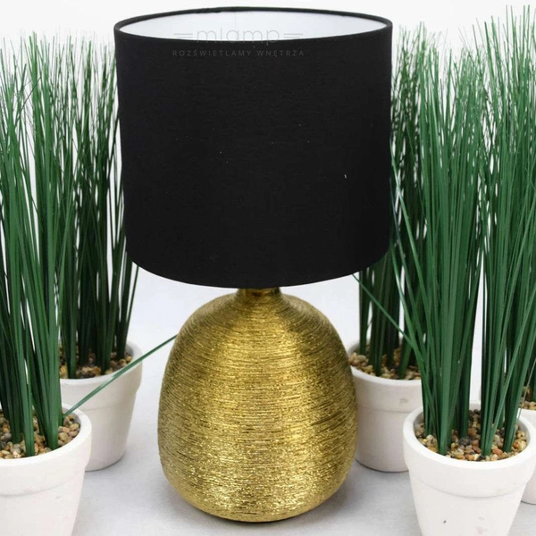 Ceramiczna LAMPA stołowa OSCAR 107068 Markslojd abażurowa LAMPKA stojąca złota czarna