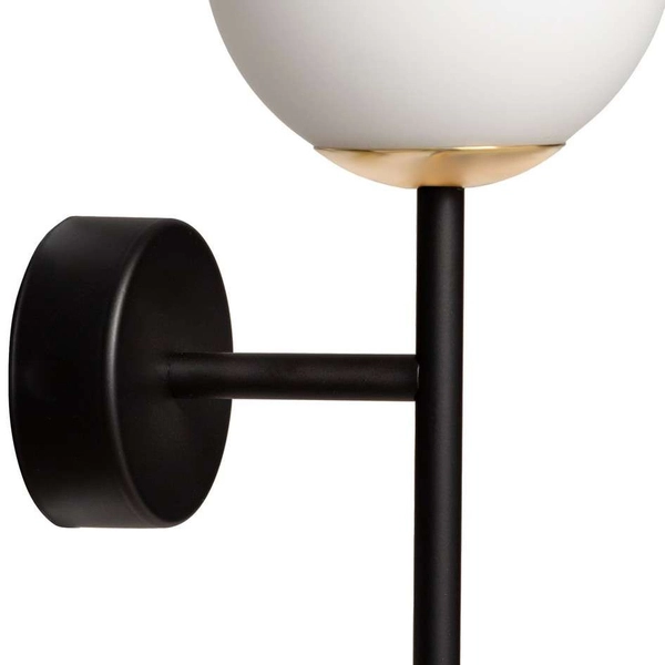 Loftowa LAMPA ścienna ASTRA 20777102 Kaspa szklana OPRAWA kinkiet kula czarna biała