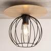 Industrialna lampa sufitowa Cyber 32354 druciana czarna drewno