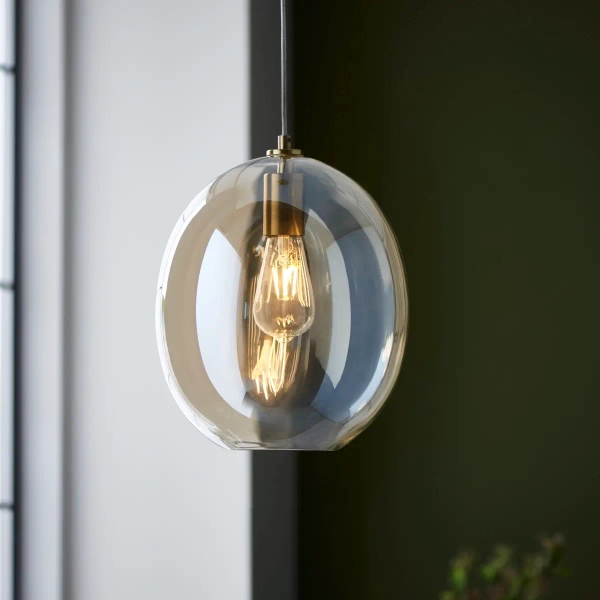 Szklana wisząca lampa L&-1106678 nad wyspę mosiądz przezroczysta