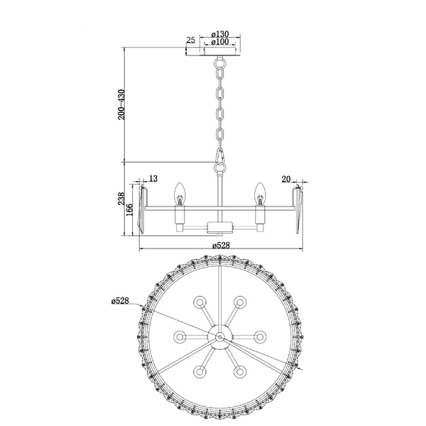 LAMPA wisząca PUNTES MOD043PL-06CH Maytoni glamour OPRAWA crystal zwis na łańcuchu chrom