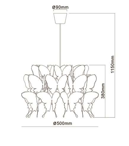 LAMPA wisząca FARFALLA LP-MD088-3439A/1P RÓŻOWY Light Prestige dekoracyjna OPRAWA zwis motyle różowe