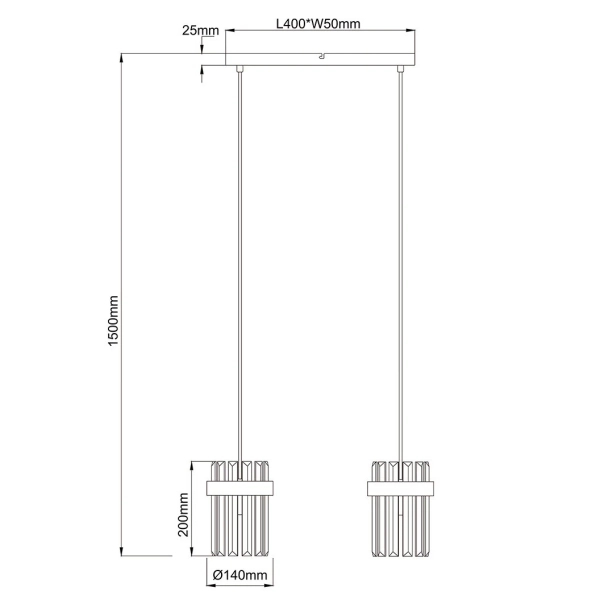 Podwójna lampa wisząca glamour Vetro LP-2910/2L CH kryształowa chrom