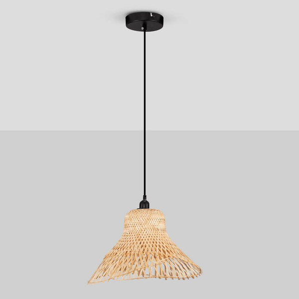 Jadalniana lampa wisząca MONSEFU LE44859 ekologiczna kapelusz naturalna czarna