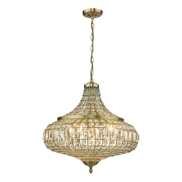 Wisząca lampa kryształowa Asmara ASM0675 mosiądz przezroczysty