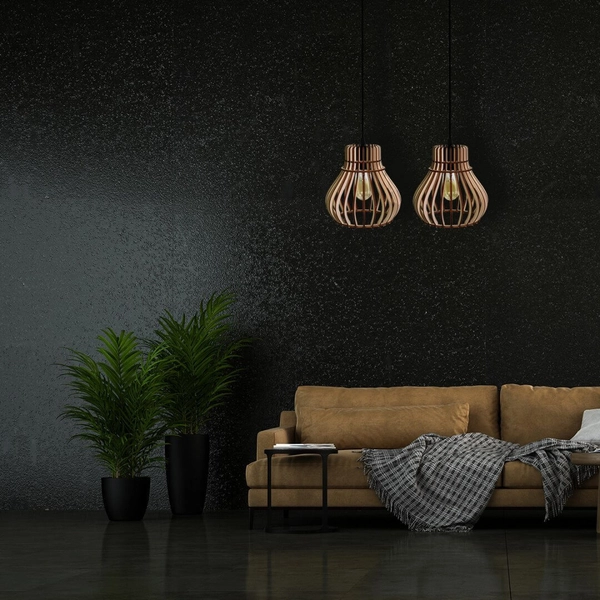 Skandynawska lampa wisząca 137623620200 klatka drewniana