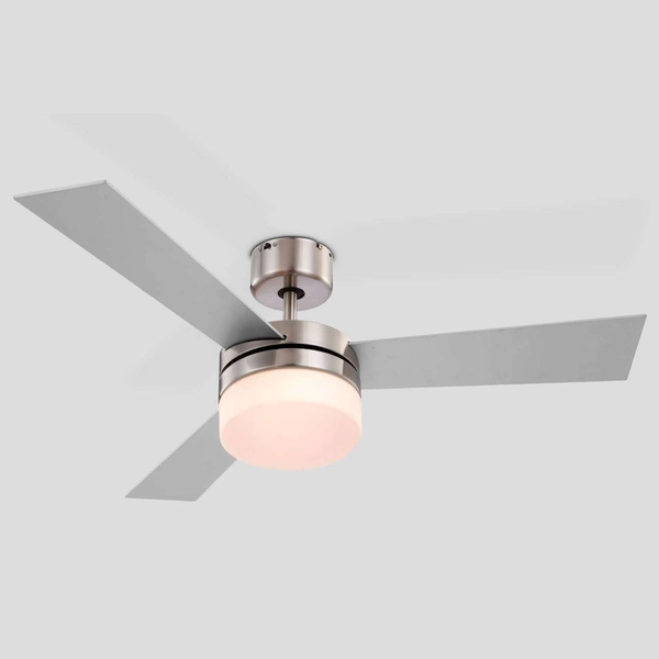 LAMPOWENTYLATOR sufitowy ALANA 0333 Globo metalowa OPRAWA plafon WIATRAK z regulacją obrotów nikiel srebrny drewniany