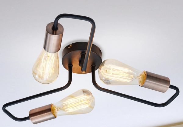 Industrialna lampa sufitowa Herpe sticks czarny miedziany