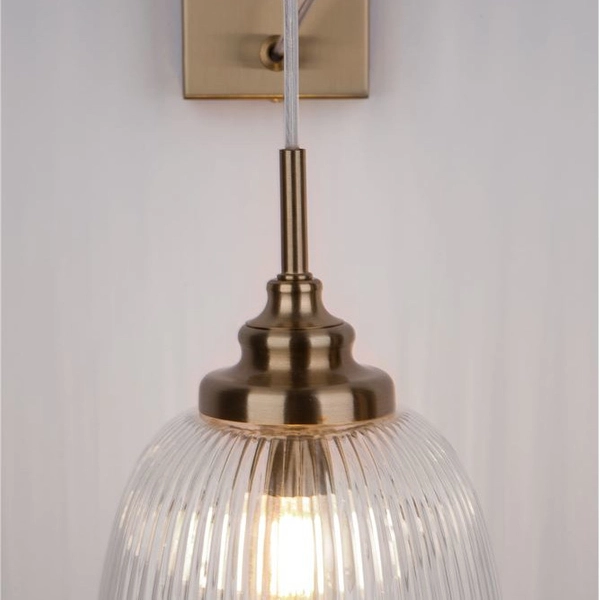 Ścienna LAMPA loftowa AHIGAL LE41849 Luces Exclusivas szklana OPRAWA kinkiet antyczny złoty