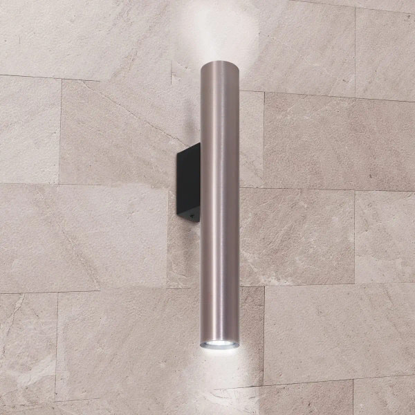 Metalowa lampa ścienna Lungomare 326119 podłużna tuba szara czarna