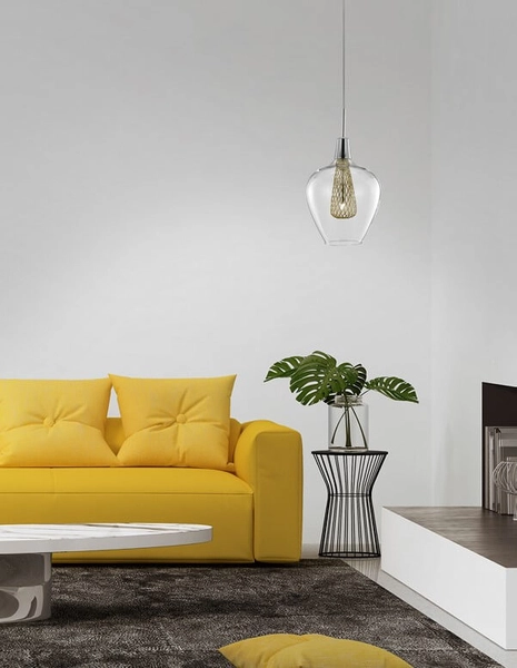 Wisząca lampa pokojowa Zarza szklany zwis chrom złoty