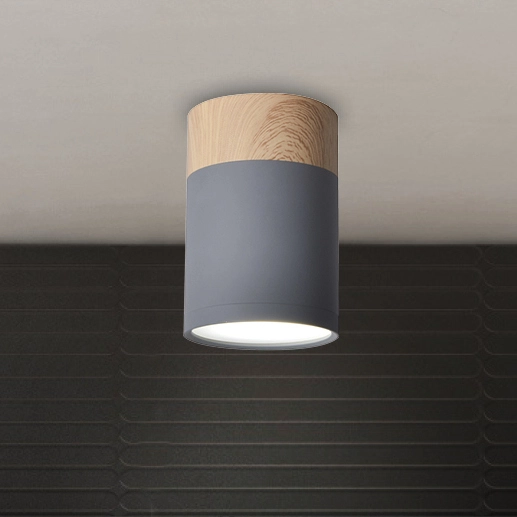 Sufitowa lampa downlight 2284262 metalowa okrągły plafon tuba szara