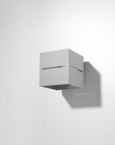 Kinkiet LAMPA ścienna SL.0205 metalowa OPRAWA kostka cube przyścienna szara