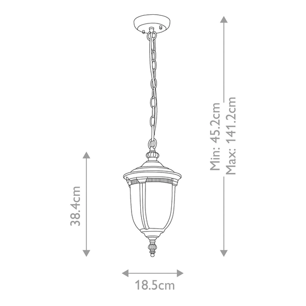 Wisząca lampa ogrodowa Cleveland CL8-S na łańcuchu IP44 postarzany brąz