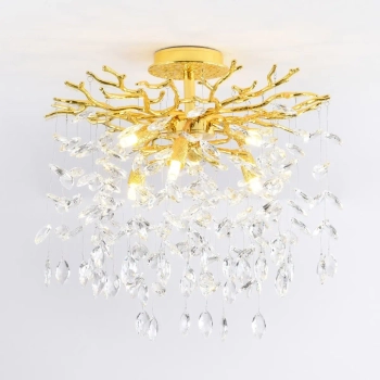 Sufitowa lampa kryształowa CINDY MX4115-6B-EGN-II liście złoty