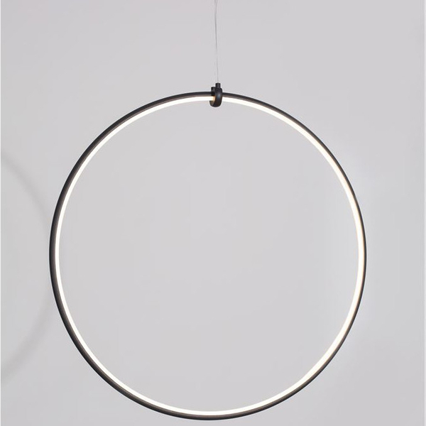 Wisząca LAMPA pierścień CHINU LE41603 Luces Exclusivas okrąga OPRAWA zwis LED 28W 3000K metalowy czarny