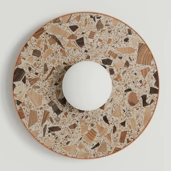 Lampa ścienna kulista LEGRA 21418115 lastrykowa IP44 brązowa biała