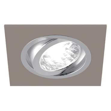 Podtynkowa LAMPA sufitowa ALUM D 03625 Ideus metalowa OPRAWA do zabudowy WPUST kwadratowy beżowy chrom