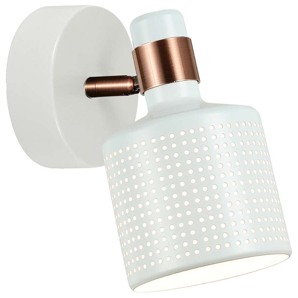 Loftowa LAMPA ścienna RESTENZA WL-2439-1-WH Italux ażurowa OPRAWA metalowy KINKIET industrialna tuba biała miedziana