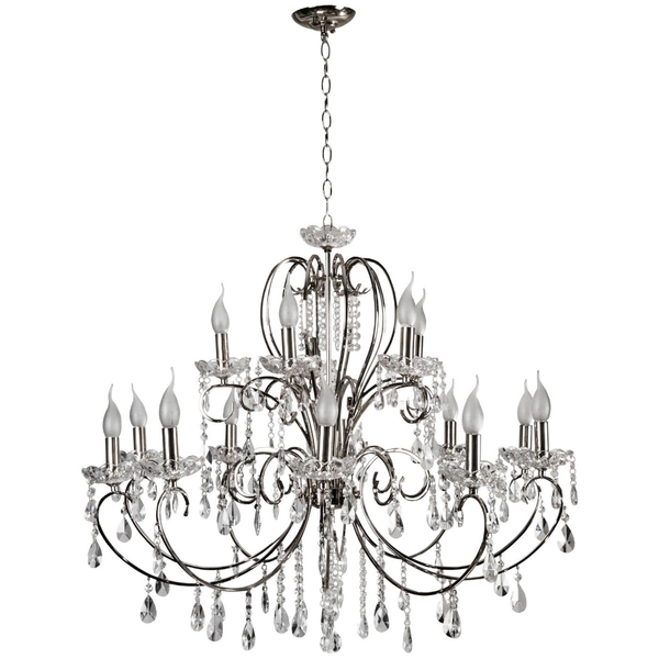 Pałacowa lampa wisząca AURORA 30-97586 szklany kryształ chrom świecznikowa