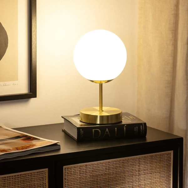 Stołowa lampka kula Milano ABR-LSS-Z-E27 Abruzzo metal szkło złoty biały