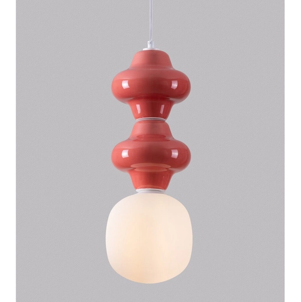Wisząca lampa do sypialni VILROSA LE44558 z ceramiki koralowa biała outlet
