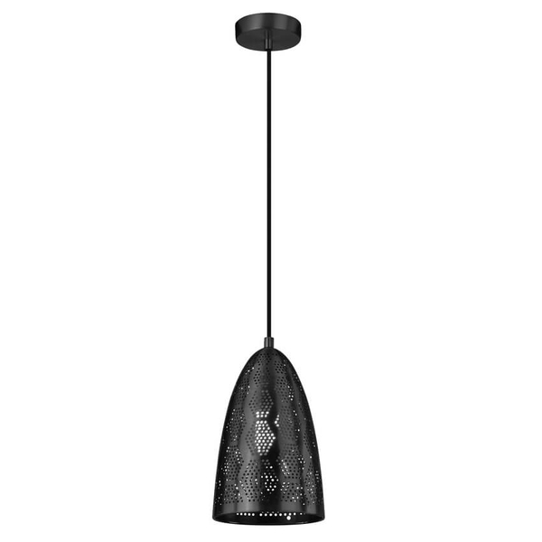 Wisząca lampa sypialniana Bene czarny stożek ażurowy