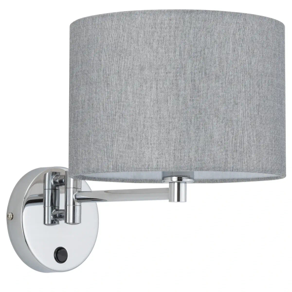 Tkaninowa lampa ścienna HOTEL MOOD 11788 z włącznikiem chrom szara