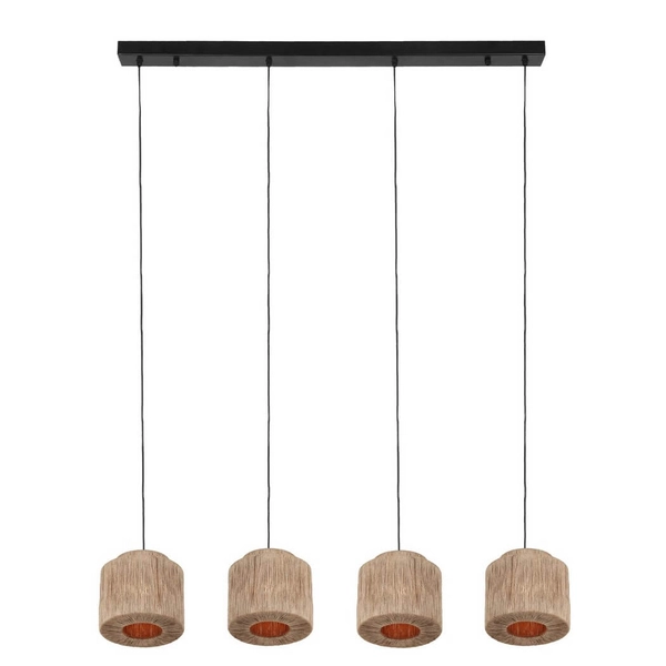 Wielopunktowa lampa wisząca SMILLA 366800436 boho z juty beżowa czarna