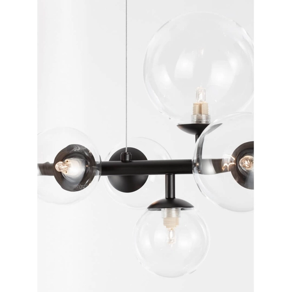 Molekułowa lampa wisząca Parla LE42602 szklane kule czarna przezroczysta