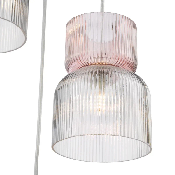 Szklana lampa wisząca Auberta AUB0303 do jadalni potrójna chrom