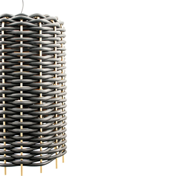 Pleciona lampa zwisająca Sami 5091 Shilo guma do salonu czarna