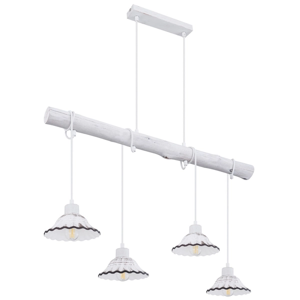 Prowansalska LAMPA wisząca JOWITA 54050-4H Globo metalowa OPRAWA zwis shabby biały czarny