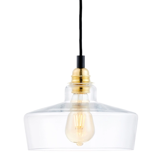 Wisząca LAMPA skandynawska LONGIS 10873105 Kaspa loftowa OPRAWA szklany ZWIS okrągły złoty przezroczysty czarny