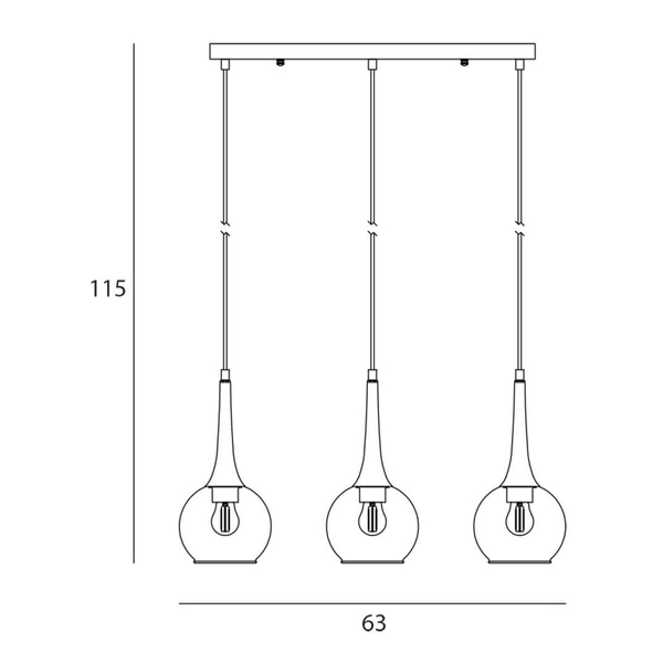Potrójna lampa zwis Favera PND-42361-3-BRO-AMB Italux bursztynowy brąz antyczny