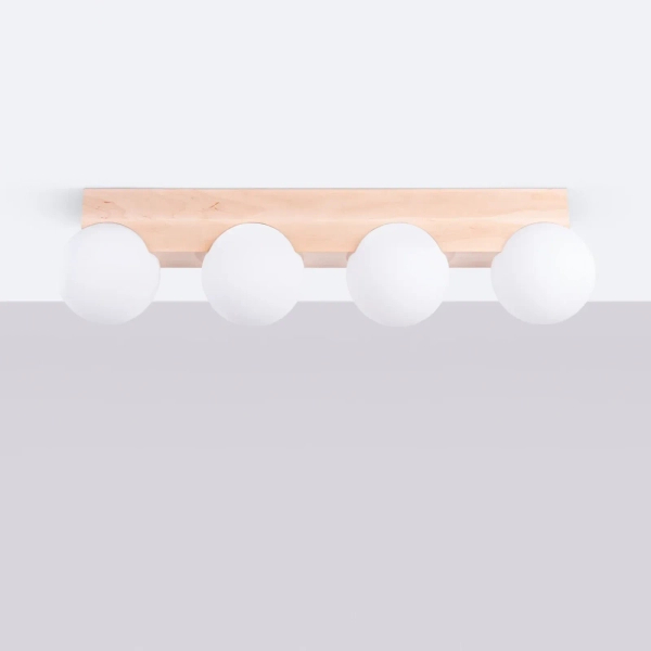 Lampa sufitowa kulista BULBO SL.1685 drewniana biała 4xG9 szklana