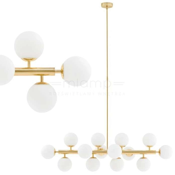 Modernistyczna LAMPA wisząca CUMULUS 10752145 Kaspa metalowa OPRAWA szklane kule balls ZWIS molekuły złote białe