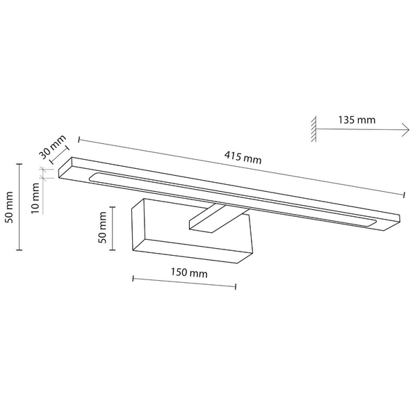Kinkiet ścienny nad obraz Gallery 18000 LED 12W 4000K listwa czarna