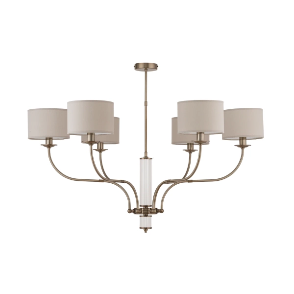 Żyrandol z abażurami Masimo MAS-ZW-6 (T) do jadalni mosiądz beżowy