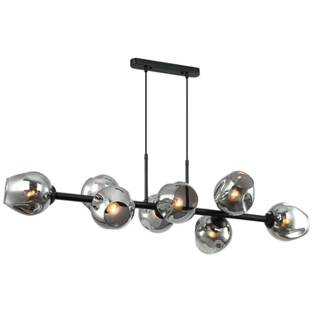 LAMPA wisząca BORGO PND-30843-8 BK+SG Italux szklana OPRAWA modernistyczny ZWIS molekuły chemistry czarne przydymione