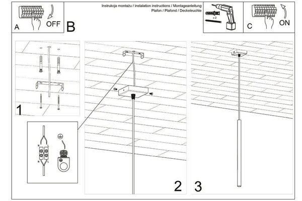 LAMPA wisząca SL.0469 metalowa OPRAWA zwis sopel tuba czarna