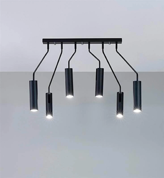 Lampa sufitowa 6-punktowa Ramus na wysięgnikach czarna