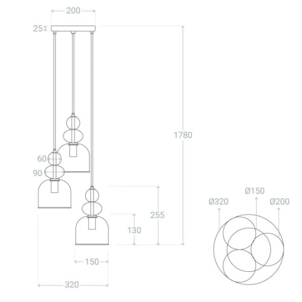 Potrójna lampa zwis Koloreno ABR-3KOLOK-C czerwony zielony pomarańczowy