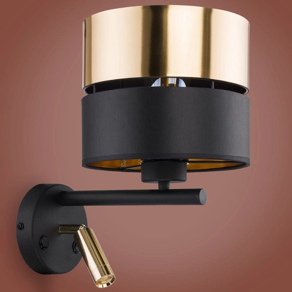 Kinkiet ścienny Hilton 2579 TK Lighting abażur z tkaniny czarny złoty