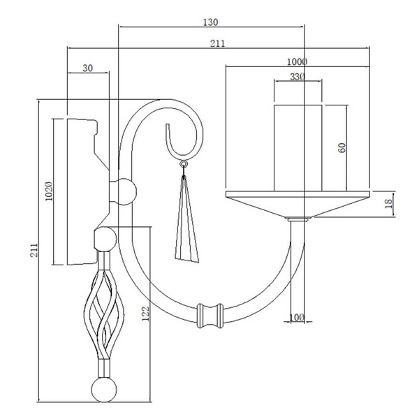 Ścienna lampa świecznikowa Aegean AG1-POL-BRASS polerowany mosiądz