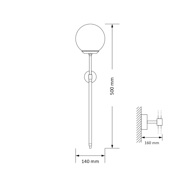 Kulista lampa ścienna Ultimo ULT-K-1 (ZM) kula ball biała mosiądz