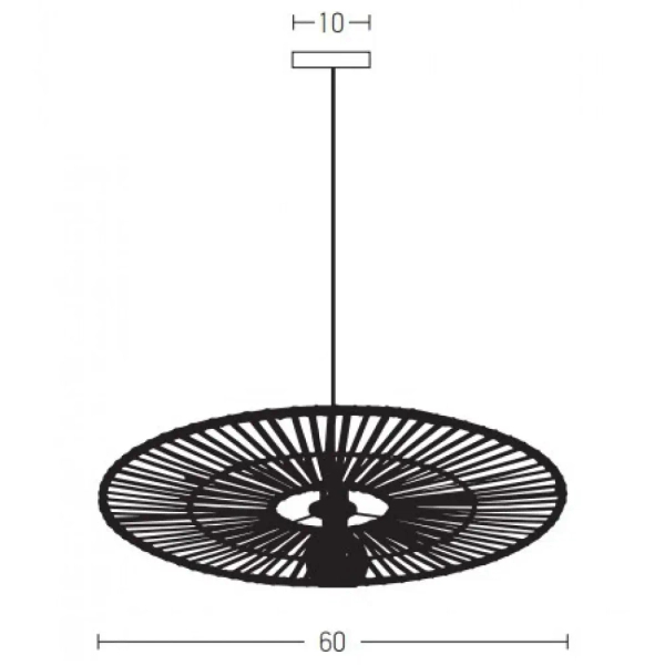 Wisząca bambusowa lampa 19104 dysk do jadalni nad stół czarny