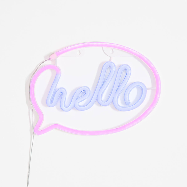 Neonowa Lampa stołowa Neon FM-NL41 LED dziecięca hello różowa biała