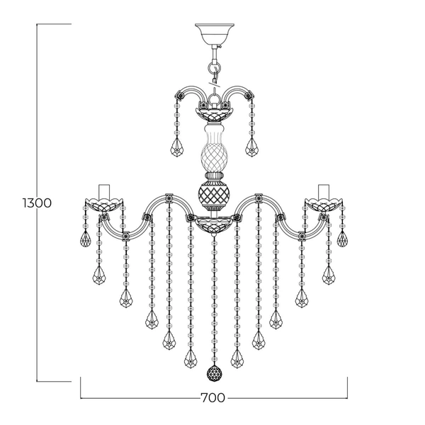 Kryształowa lampa wisząca Chateau 14004/8-GLD perełki Maria Theresa złota